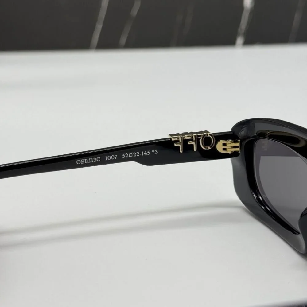 NEW OFF-WHITE OERI13C RENTON 1007 SUNGLASSES WOMEN OVAL BLACK EYEWEAR